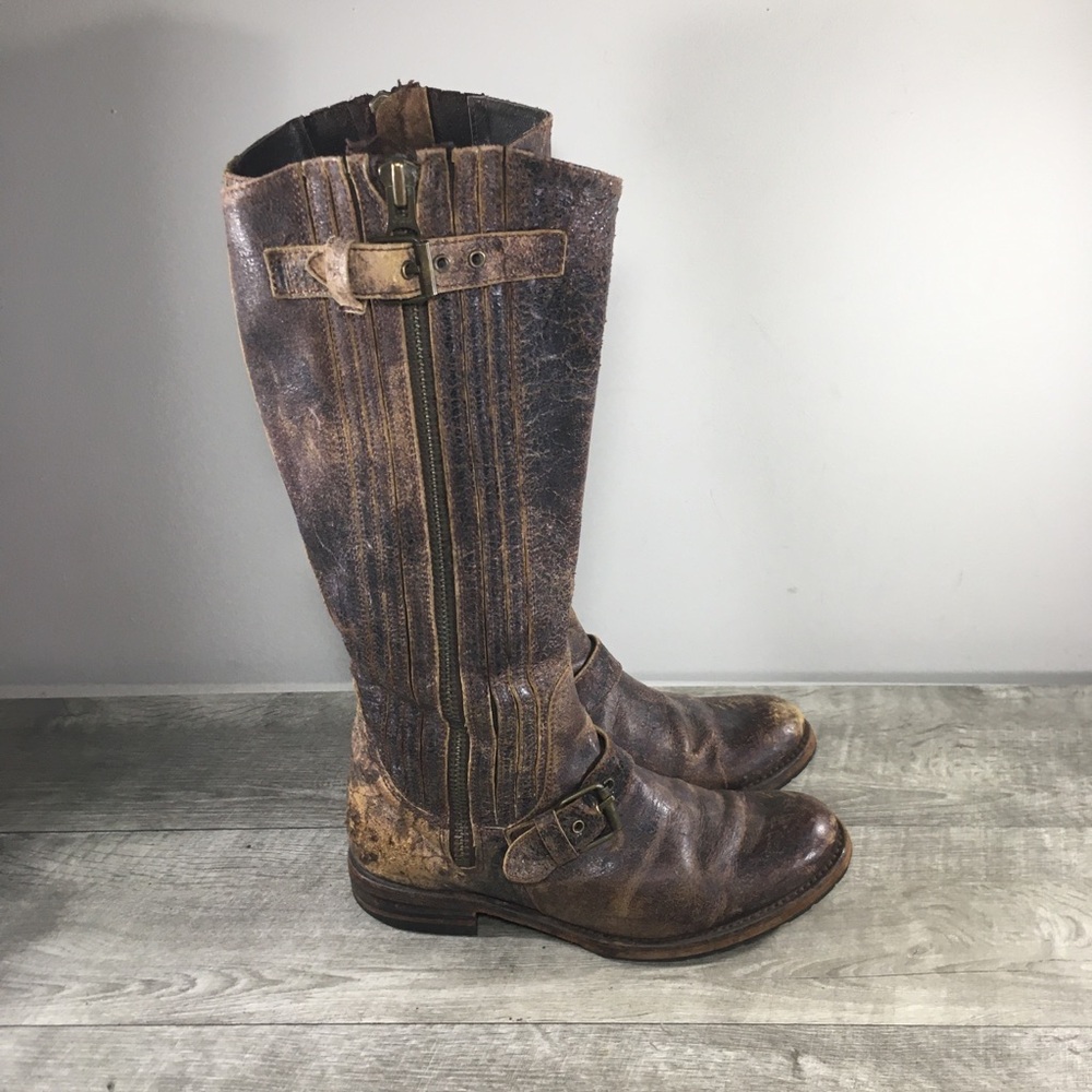Sendra Distressed Crackled Leather Riding Womens Tall Knee High Boots Size 8